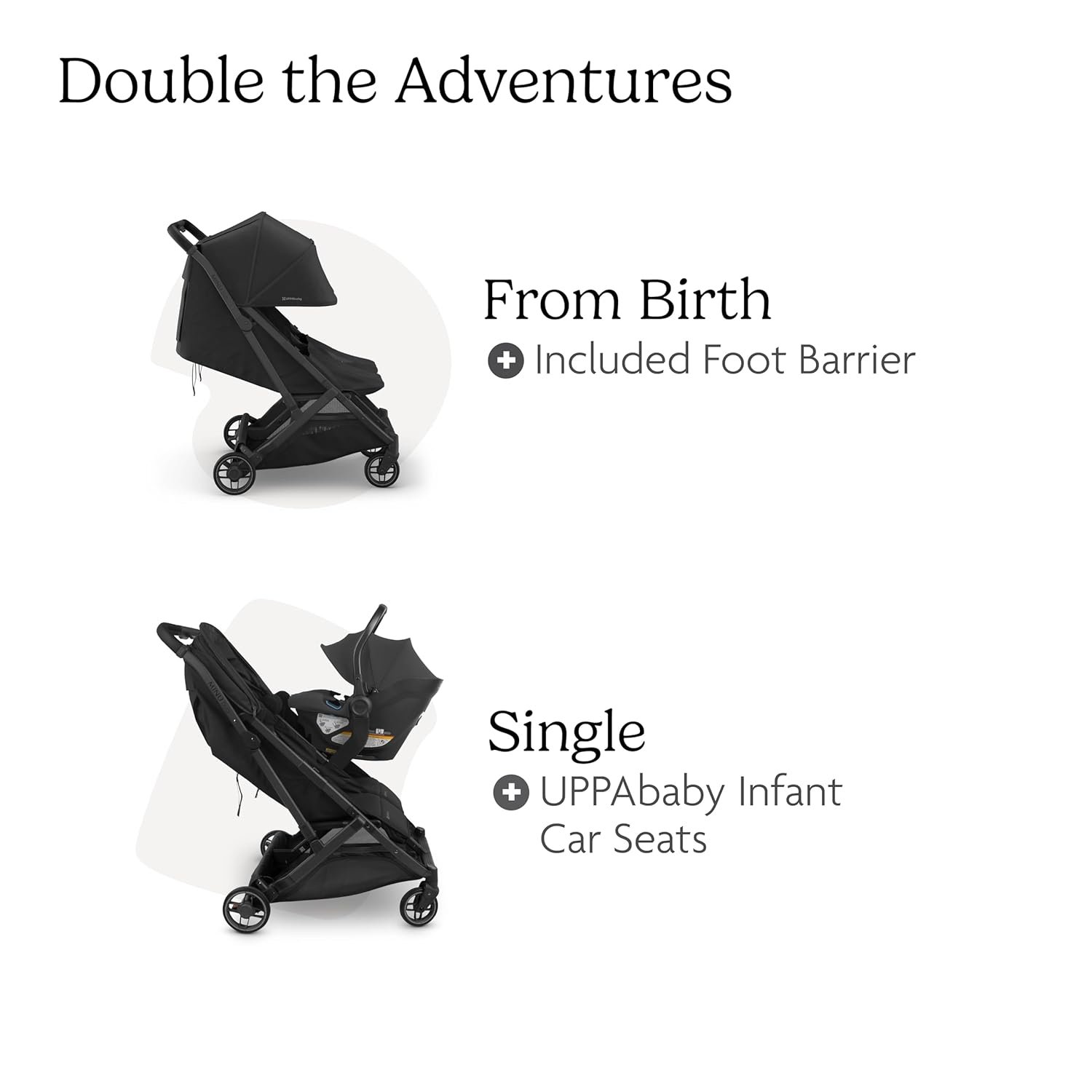 71QiMQ8BmL._SL1500_.jpg UPPAbaby Minu Duo Side-by-Side Double Stroller - Lightweight + Compact Design for Travel - Easy Fold- from Birth to Toddler - Independent Recline - Jake (Charcoal/Carbon Frame/Black Leather) - Image 6