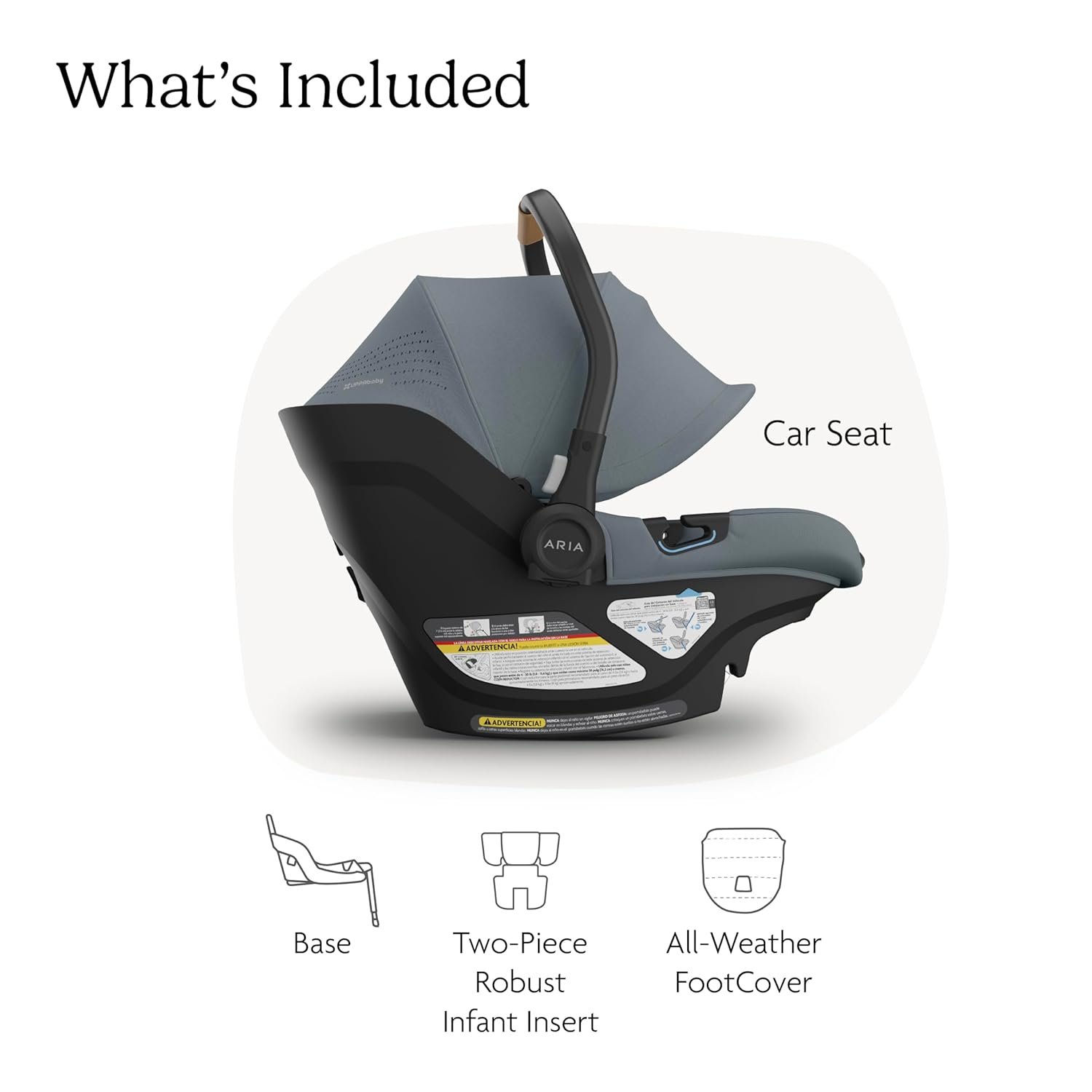 71RTAykFFFL._SL1500_.jpg UPPAbaby Aria V2 Lightweight Infant Car Seat - Just Under 6 lbs - Base with Load Leg + Infant Insert + All-Weather FootCover Included - Direct Stroller Attachment - Callum (Stone Blue) - Image 3