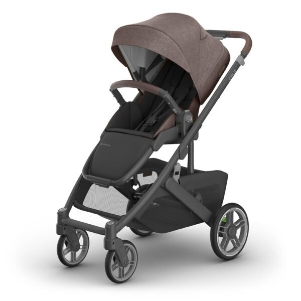 UPPAbaby Cruz V3 Stroller - from Birth + Car Seat Compatible - Full-Size. Reversible Seat - Infant Insert. Bug and Rain Shields Included - Owen (Mocha Mélange/Carbon Frame/Chestnut Leather)