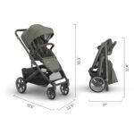 UPPAbaby Cruz V3 Stroller - from Birth + Car Seat Compatible - Full-Size. Reversible Seat - Infant Insert. Bug and Rain Shields Included - Evelyn (Meadow Green/Graphite Frame/Chestnut Leather) - Image 7