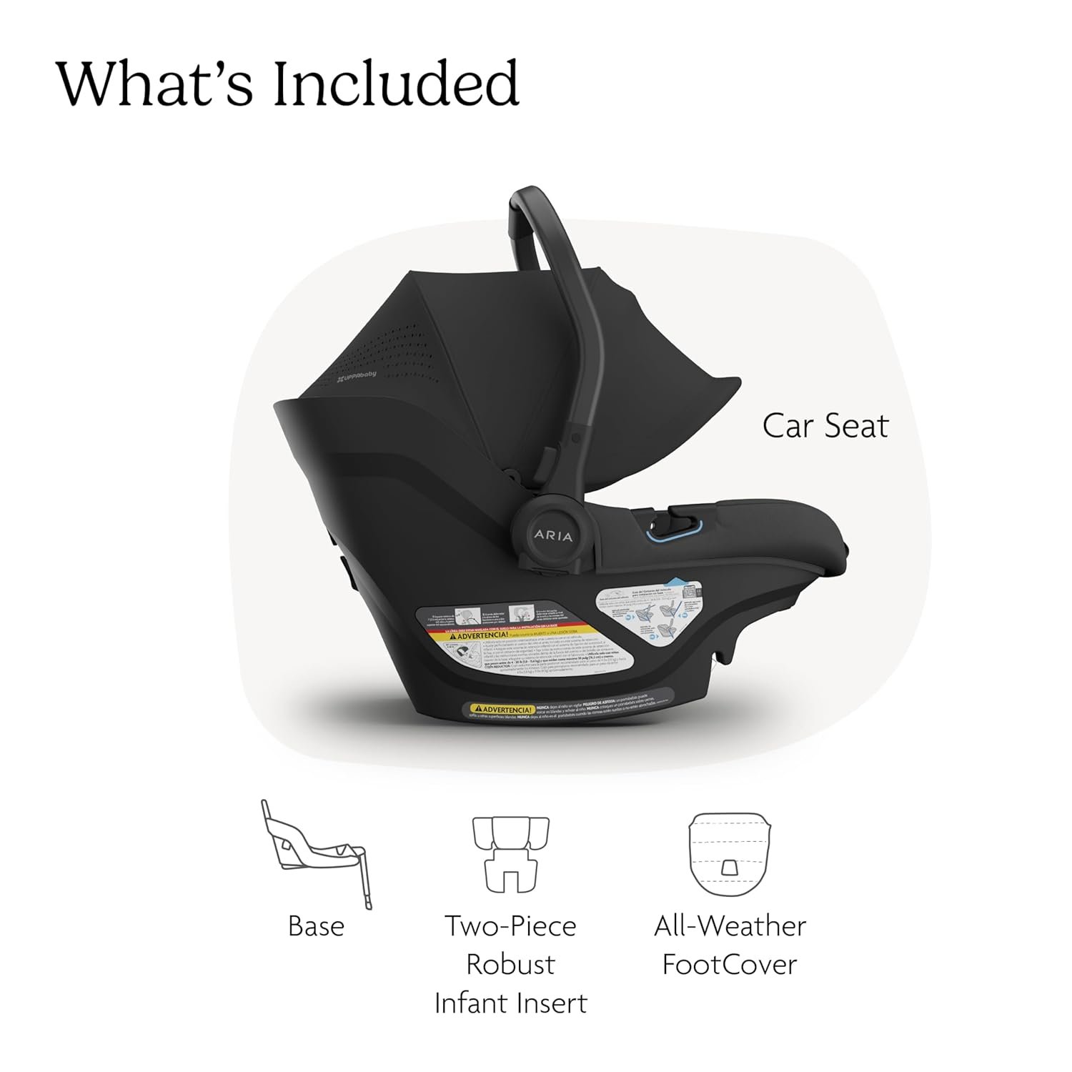 71SlT6UuUcL._SL1500_.jpg UPPAbaby Aria V2 Lightweight Infant Car Seat - Just Under 6 lbs - Base with Load Leg + Infant Insert + All-Weather FootCover Included - Direct Stroller Attachment - Jake (Charcoal/Black Leather) - Image 2