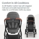 UPPAbaby Vista V3 Stroller - Full-Size Single-to-Double Stroller System - Toddler Seat. Bug Shield. Rain Shield. and Storage Bag Included - Greyson (Charcoal Mélange/Carbon Frame/Saddle Leather) - Image 4