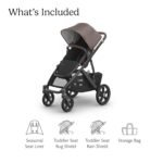 UPPAbaby Vista V3 Stroller - Full-Size Single-to-Double Stroller System - Toddler Seat. Bug Shield. Rain Shield. and Storage Bag Included - Owen (Mocha Mélange/Carbon Frame/Chestnut Leather) - Image 2