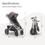UPPAbaby Vista V3 Stroller - Full-Size Single-to-Double Stroller System - Toddler Seat. Bug Shield. Rain Shield. and Storage Bag Included - Theo (Dark Taupe/Silver Frame/Chestnut Leather) - Image 7