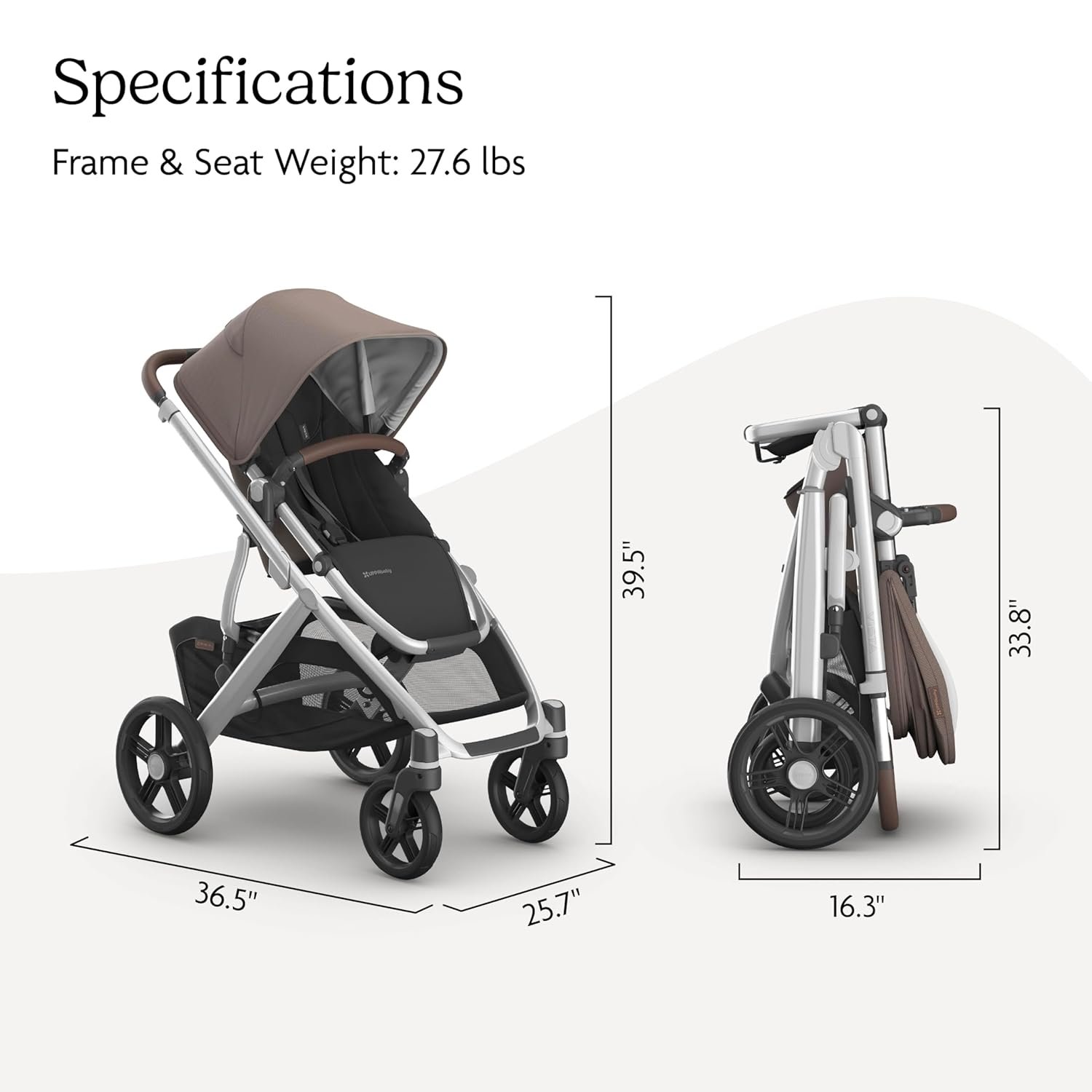 71ToVQMO16L._SL1500_.jpg UPPAbaby Vista V3 Stroller - Full-Size Single-to-Double Stroller System - Toddler Seat. Bug Shield. Rain Shield. and Storage Bag Included - Theo (Dark Taupe/Silver Frame/Chestnut Leather) - Image 7