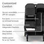 UPPAbaby Minu Duo Side-by-Side Double Stroller - Lightweight + Compact Design for Travel - Easy Fold- from Birth to Toddler - Independent Recline - Jake (Charcoal/Carbon Frame/Black Leather) - Image 5