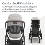 UPPAbaby Vista V3 Stroller - Full-Size Single-To-Double Stroller System - Toddler Seat. Bug Shield. Rain Shield. and Storage Bag Included - Savannah (Pearl Gray Jacquard/Carbon Frame/Chestnut Leather) - Image 4