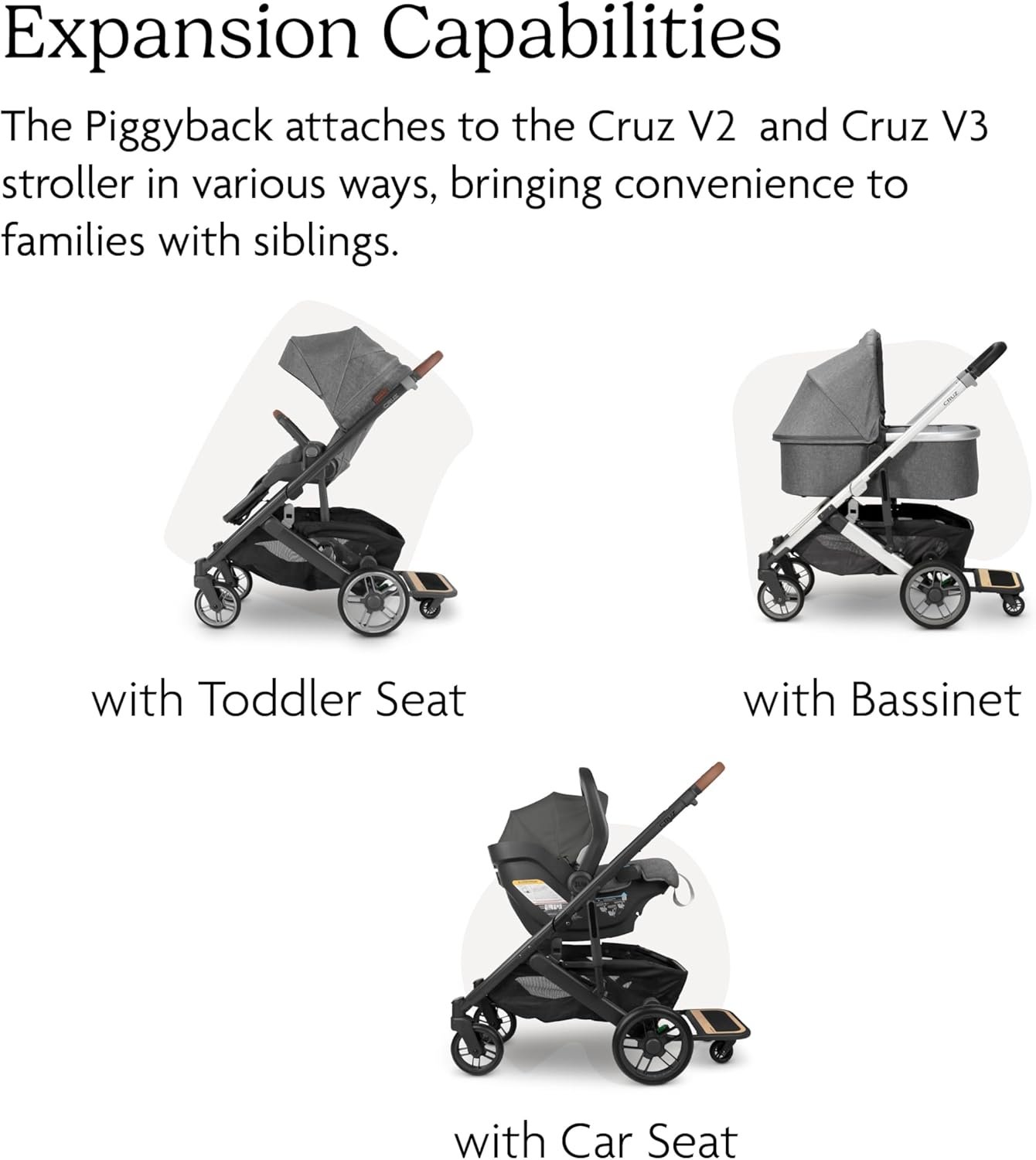 71VQDsWXONL._AC_SL1500_.jpg UPPAbaby PiggyBack Ride-Along Board for Cruz V2 and V3 / Quick Attachment for Children to Stand + Stroll / 55 lbs. Weight Capacity - Image 5