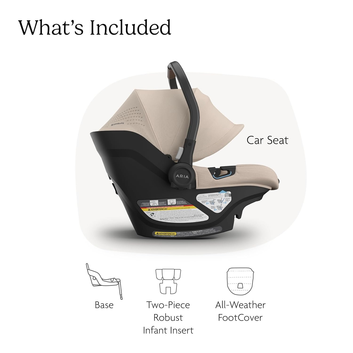 71VTostcQNL._SL1500_.jpg UPPAbaby Aria V2 Lightweight Infant Car Seat - Just Under 6 lbs - Base with Load Leg + Infant Insert + All-Weather FootCover Included - Direct Stroller Attachment - Declan (Oat Mélange) - Image 2