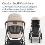 UPPAbaby Vista V3 Stroller - Full-Size Single-to-Double Stroller System - Toddler Seat. Bug Shield. Rain Shield. and Storage Bag Included - Declan (Oat Mélange/Silver Frame/Chestnut Leather) - Image 4
