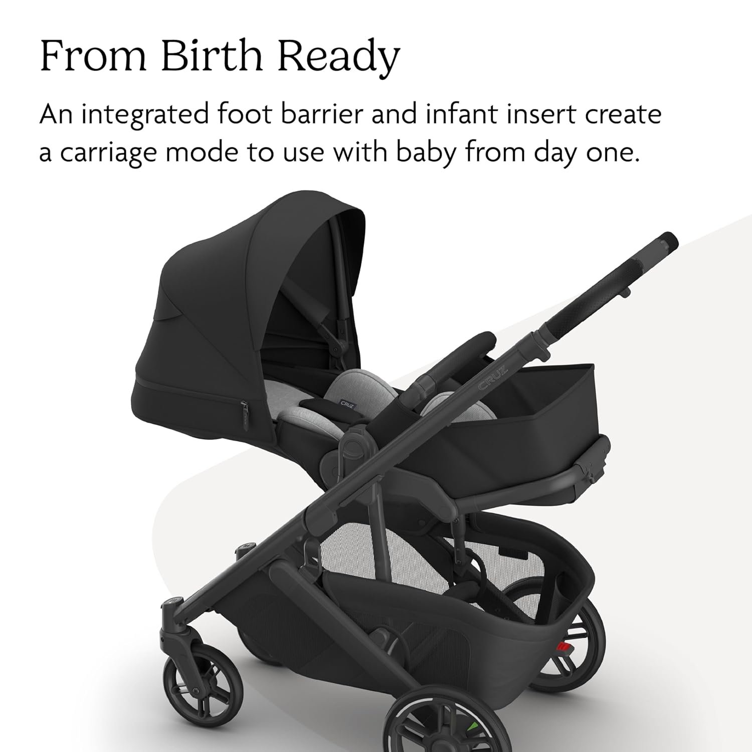 71ZbXuZFZML._SL1500_.jpg UPPAbaby Cruz V3 Stroller - from Birth + Car Seat Compatible - Full-Size. Reversible Seat - Infant Insert. Bug and Rain Shields Included - Jake (Charcoal/Carbon Frame/Black Leather) - Image 4
