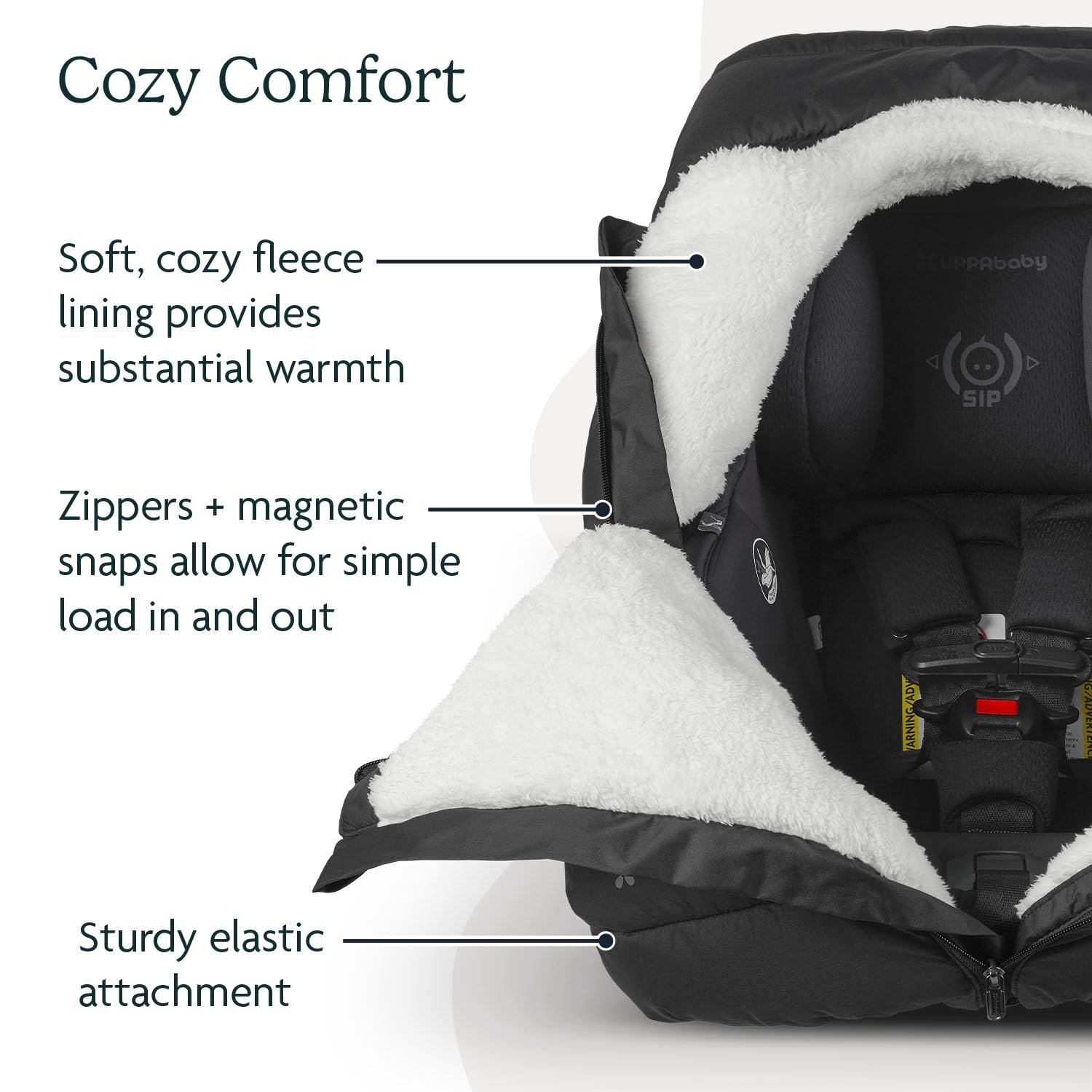 Version 1.0.0 UPPAbaby CozyGanoosh for Aria and Mesa Infant Car Seat Carriers/Ultra-Plush. Weather-Proof/Charcoal - Image 3