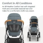 UPPAbaby Vista V3 Stroller - Full-Size Single-to-Double Stroller System - Toddler Seat. Bug Shield. Rain Shield. and Storage Bag Included - Callum (Stone Blue/Silver Frame/Sand Leather) - Image 4
