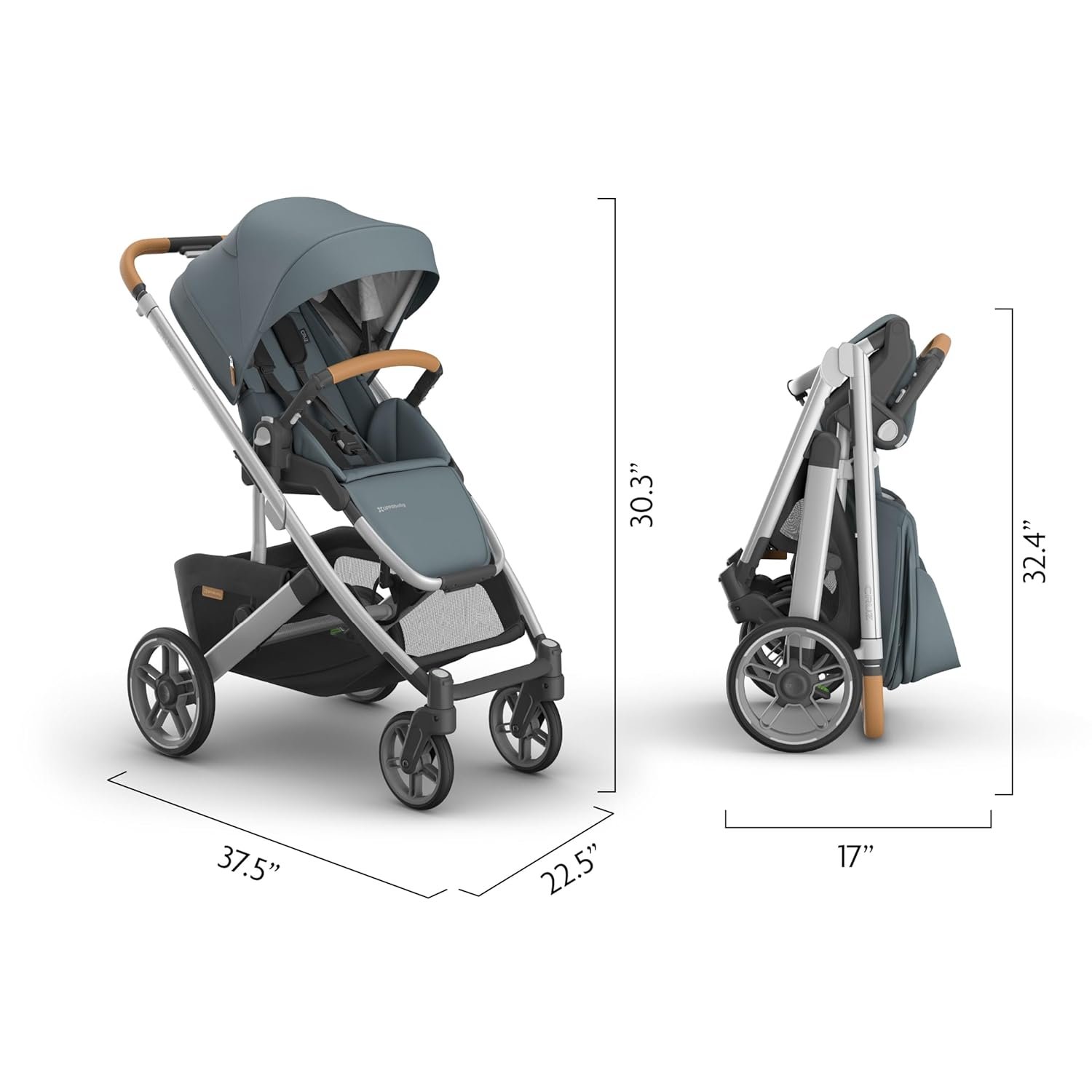 71fzpYKw5VL._SL1500_.jpg UPPAbaby Cruz V3 Stroller - from Birth + Car Seat Compatible - Full-Size. Reversible Seat - Infant Insert. Bug and Rain Shields Included - Callum (Stone Blue/Silver Frame/Sand Leather) - Image 6