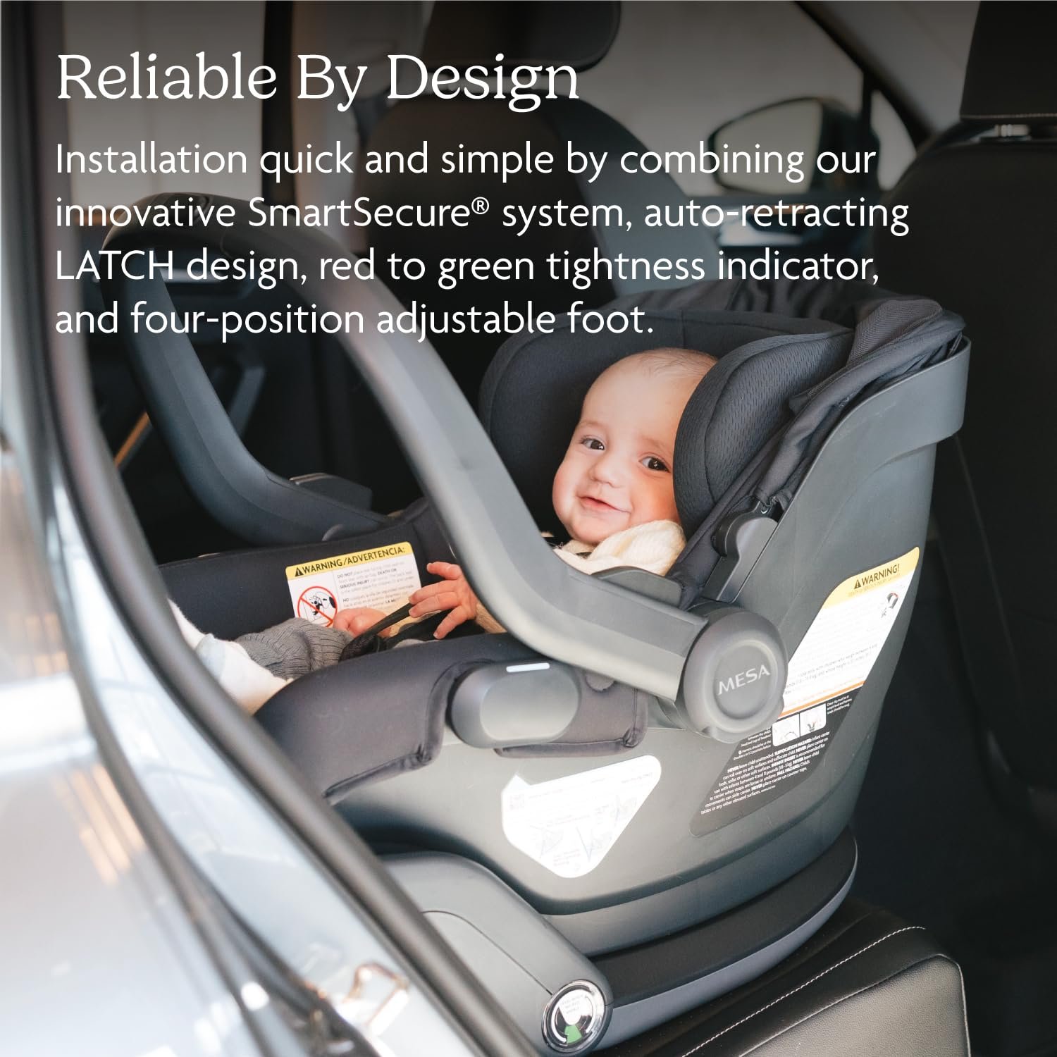 Version 1.0.0 UPPAbaby Mesa V3 Infant Car Seat - Easy Installation + SmartSecure Technology - Attaches to Stroller | Base + Infant Insert Included - Greyson (Charcoal Mélange) - Image 5