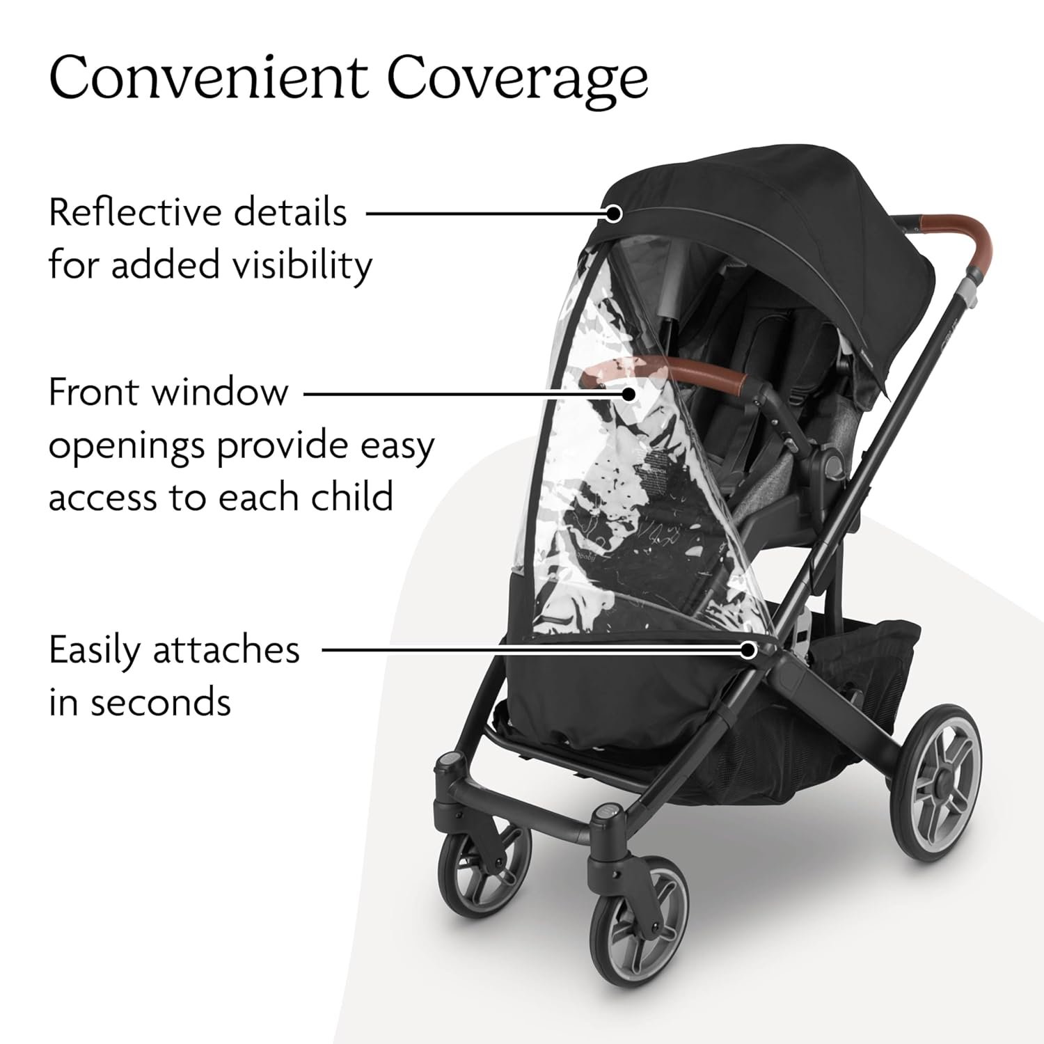 71h0NGDdNgL._SL1500_.jpg UPPAbaby Performance Rain Shield for Cruz V3 - Waterproof and Windproof Coverage - Ventilated Design - Quick Attachment - Easy Access to Child - Image 3