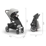 UPPAbaby Cruz V3 Stroller - from Birth + Car Seat Compatible - Full-Size. Reversible Seat - Infant Insert. Bug and Rain Shields Included - Savannah (Pearl Gray Jacquard/Carbon Frame/Chestnut Leather) - Image 7