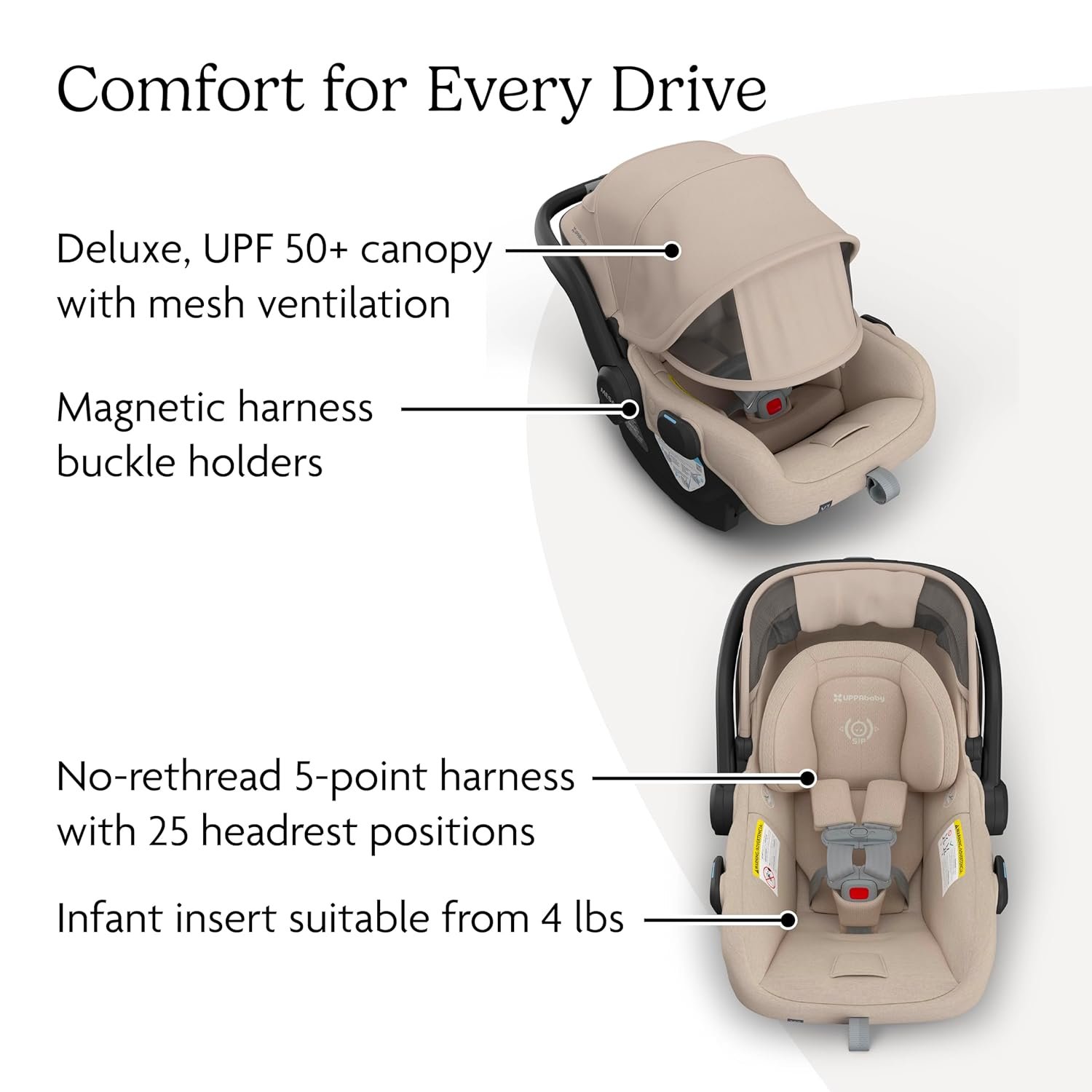 71hcjFr6wL._SL1500_.jpg UPPAbaby Mesa V3 Infant Car Seat - Easy Installation + SmartSecure Technology - Attaches to Stroller | Base + Infant Insert Included - Declan (Oat Mélange) - Image 4
