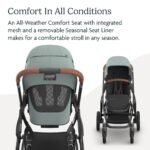 UPPAbaby Vista V3 Stroller - Full-Size Single-to-Double Stroller System - Toddler Seat. Bug Shield. Rain Shield. and Storage Bag Included - Kenzi (Mystic Aqua/Carbon Frame/Saddle Leather) - Image 4
