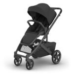 UPPAbaby Cruz V3 Stroller - from Birth + Car Seat Compatible - Full-Size. Reversible Seat - Infant Insert. Bug and Rain Shields Included - Jake (Charcoal/Carbon Frame/Black Leather)