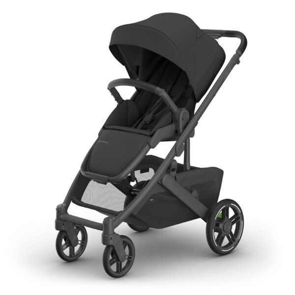 UPPAbaby Cruz V3 Stroller - from Birth + Car Seat Compatible - Full-Size. Reversible Seat - Infant Insert. Bug and Rain Shields Included - Jake (Charcoal/Carbon Frame/Black Leather)