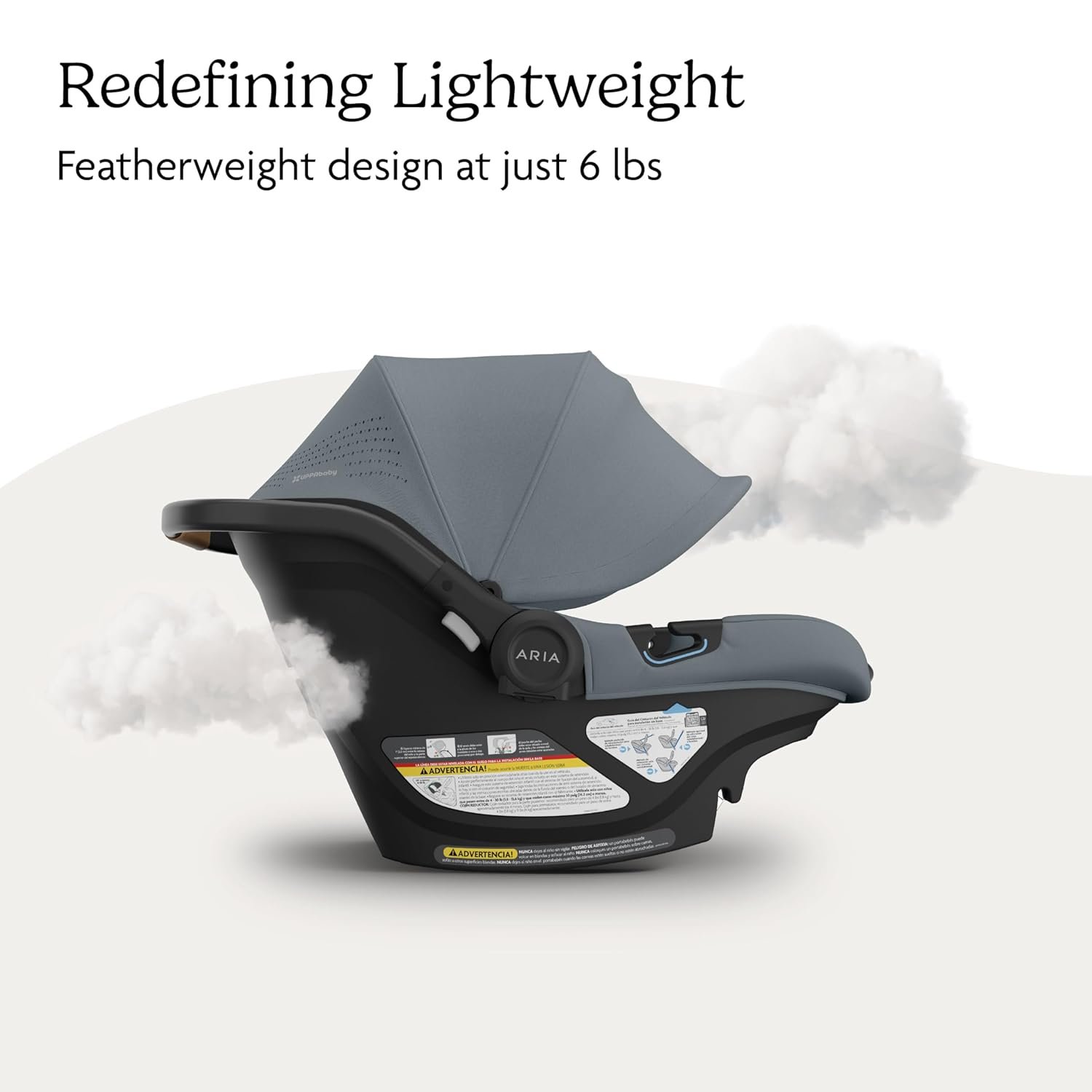 71nxz2IVlzL._SL1500_.jpg UPPAbaby Aria V2 Lightweight Infant Car Seat - Just Under 6 lbs - Base with Load Leg + Infant Insert + All-Weather FootCover Included - Direct Stroller Attachment - Callum (Stone Blue) - Image 5