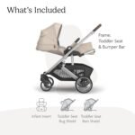 UPPAbaby Cruz V3 Stroller - from Birth + Car Seat Compatible - Full-Size. Reversible Seat - Infant Insert. Bug and Rain Shields Included - Declan (Oat Mélange/Silver Frame/Chestnut Leather) - Image 2
