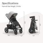 UPPAbaby Vista V3 Stroller - Full-Size Single-To-Double Stroller System - Toddler Seat. Bug Shield. Rain Shield. and Storage Bag Included - Savannah (Pearl Gray Jacquard/Carbon Frame/Chestnut Leather) - Image 7