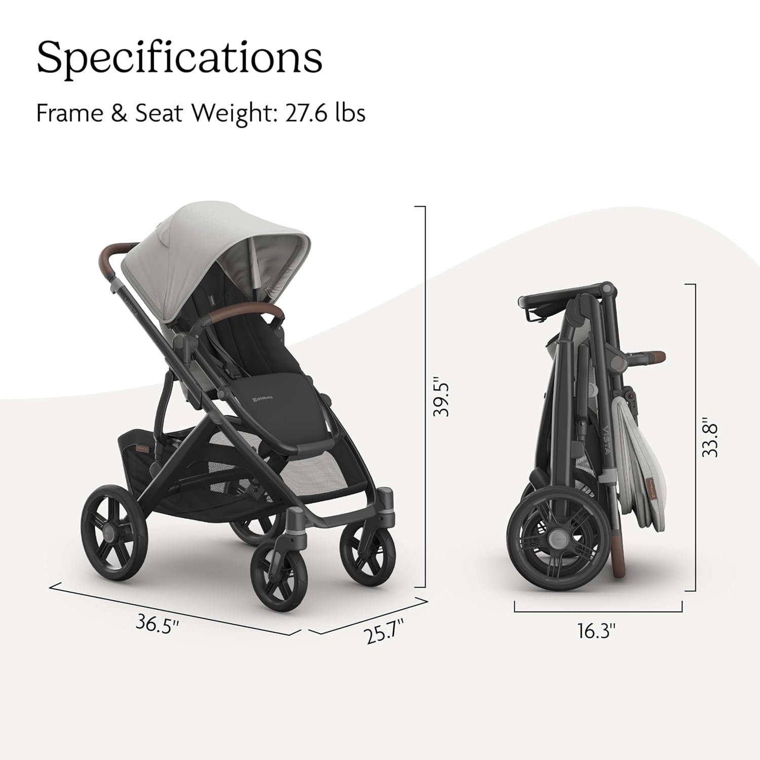 71pBYAtoGGL._SL1500_.jpg UPPAbaby Vista V3 Stroller - Full-Size Single-To-Double Stroller System - Toddler Seat. Bug Shield. Rain Shield. and Storage Bag Included - Savannah (Pearl Gray Jacquard/Carbon Frame/Chestnut Leather) - Image 7