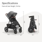 UPPAbaby Vista V3 Stroller - Full-Size Single-to-Double Stroller System - Toddler Seat. Bug Shield. Rain Shield. and Storage Bag Included - Greyson (Charcoal Mélange/Carbon Frame/Saddle Leather) - Image 7