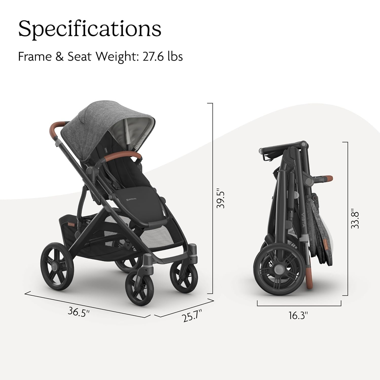 71quFH9BtXL._SL1500_.jpg UPPAbaby Vista V3 Stroller - Full-Size Single-to-Double Stroller System - Toddler Seat. Bug Shield. Rain Shield. and Storage Bag Included - Greyson (Charcoal Mélange/Carbon Frame/Saddle Leather) - Image 7
