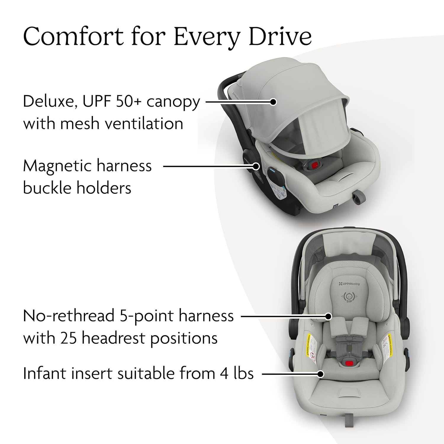 71v5lD7WVEL._SL1500_.jpg UPPAbaby Mesa V3 Infant Car Seat - Easy Installation + SmartSecure Technology - Attaches to Stroller | Base + Infant Insert Included - Savannah (Grey Mélange) - Image 4