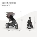 UPPAbaby Ridge Jogging Stroller/Durable Performance Jogger with Never-Flat Tires/Built for Walking. Running. Hiking/Water Bottle Holder and Basket Cover Included/Theo (Dark Taupe/Carbon Frame) - Image 7