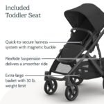 UPPAbaby Vista V3 Stroller - Full-Size Single-to-Double Stroller System - Toddler Seat. Bug Shield. Rain Shield. and Storage Bag Included - Jake (Charcoal/Carbon Frame/Black Leather) - Image 5