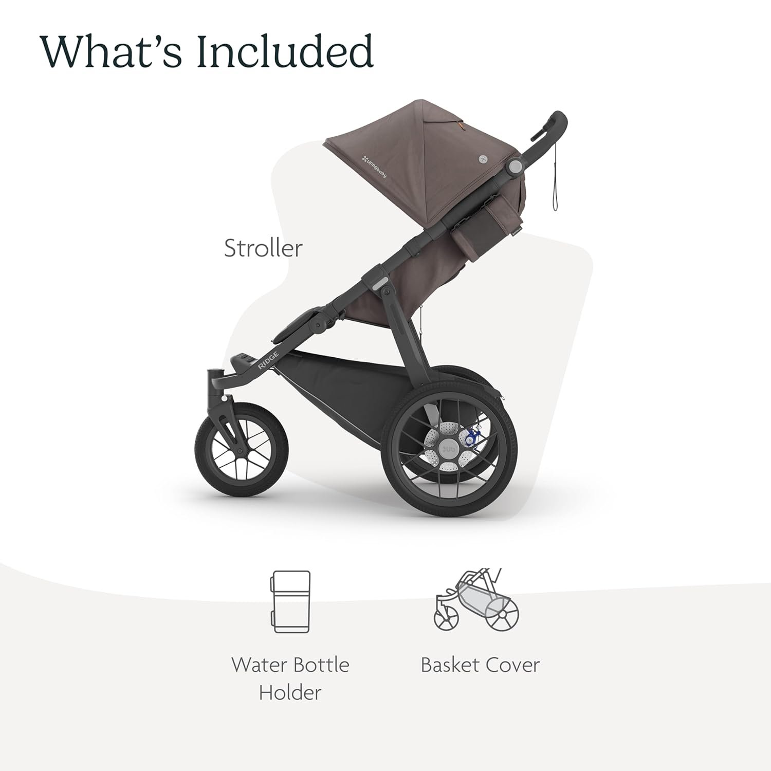 71x4aWbZdL._SL1500_.jpg UPPAbaby Ridge Jogging Stroller/Durable Performance Jogger with Never-Flat Tires/Built for Walking. Running. Hiking/Water Bottle Holder and Basket Cover Included/Theo (Dark Taupe/Carbon Frame) - Image 2