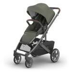 UPPAbaby Cruz V3 Stroller - from Birth + Car Seat Compatible - Full-Size. Reversible Seat - Infant Insert. Bug and Rain Shields Included - Evelyn (Meadow Green/Graphite Frame/Chestnut Leather)