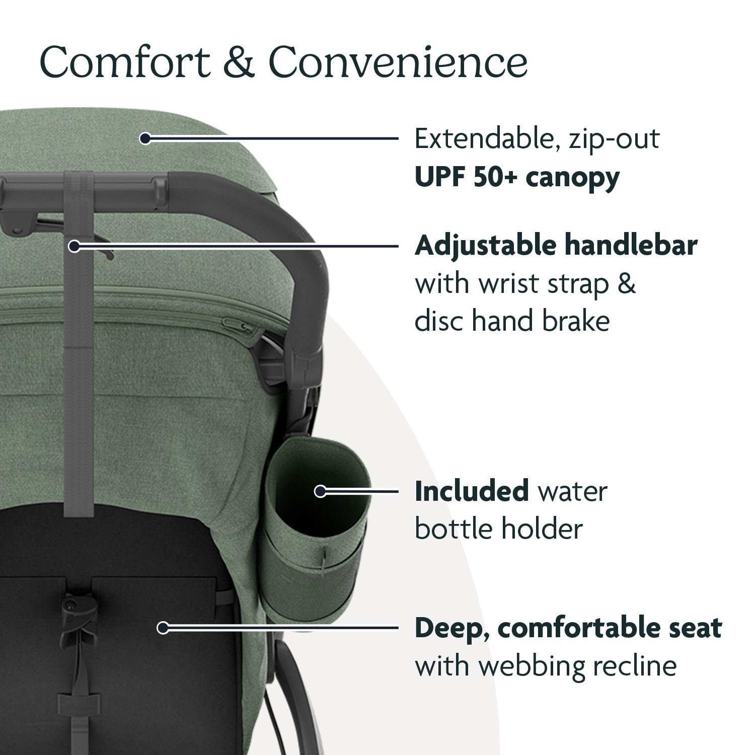 Version 1.0.0 UPPAbaby Ridge Jogging Stroller/Durable Performance Jogger with Never-Flat Tires/Built for Walking. Running. Hiking/Water Bottle Holder & Basket Cover Included/Gwen (Green Mélange/Carbon Frame) - Image 4