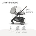 UPPAbaby Cruz V3 Stroller - from Birth + Car Seat Compatible - Full-Size. Reversible Seat - Infant Insert. Bug and Rain Shields Included - Savannah (Pearl Gray Jacquard/Carbon Frame/Chestnut Leather) - Image 2