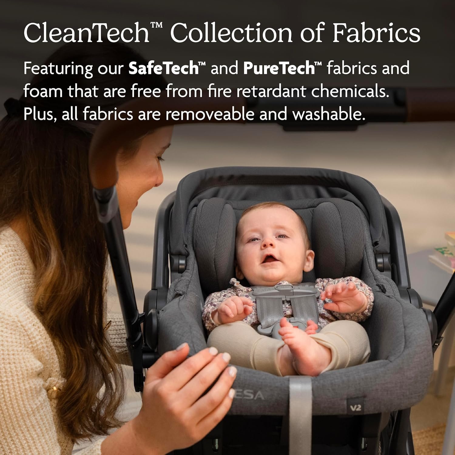 811mwIPir0L._SL1500_.jpg UPPAbaby Mesa V2 Infant Car Seat/Easy Installation/Innovative SmartSecure Technology/Base + Robust Infant Insert Included/Direct Stroller Attachment/Greyson (Charcoal Mélange) - Image 3