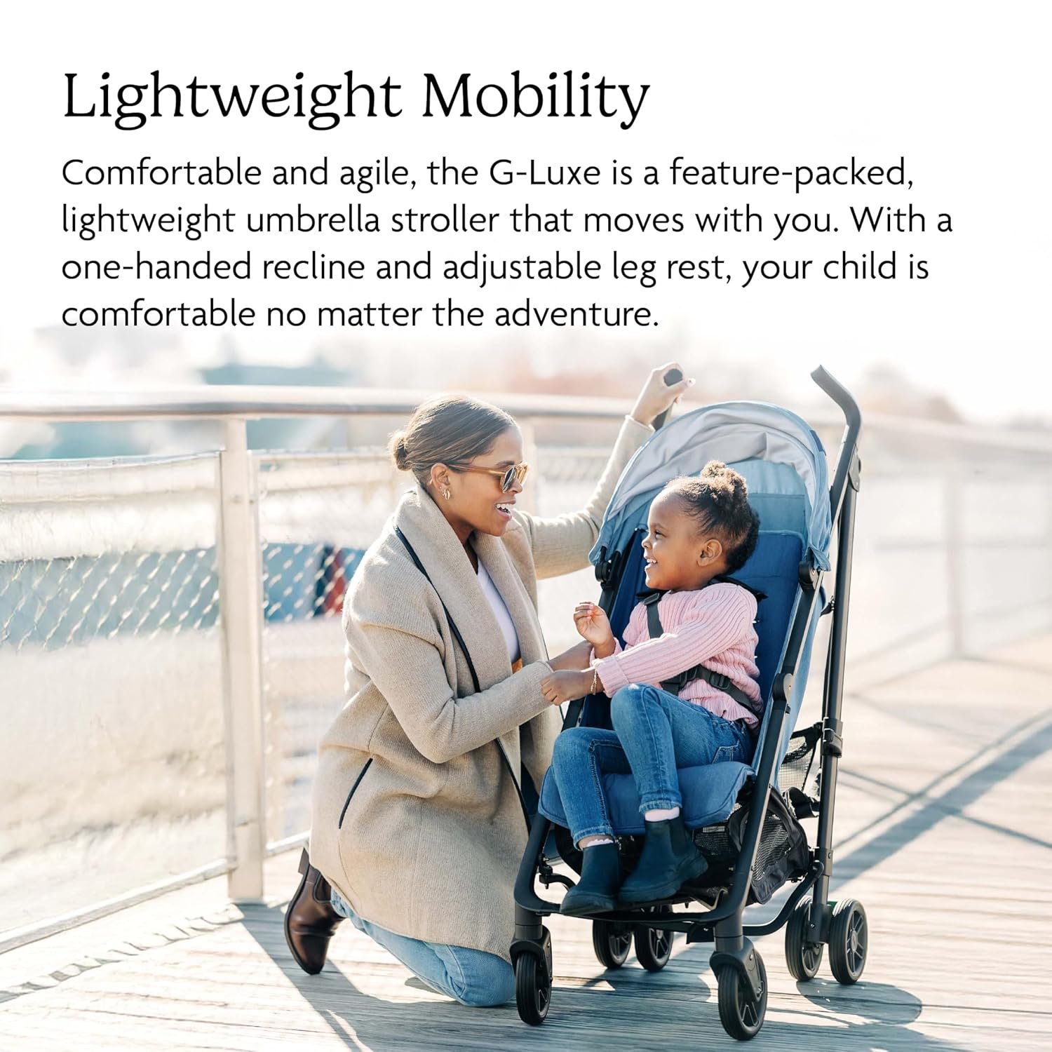 81C0u-AI4YL._SL1500_.jpg UPPAbaby G-Luxe Umbrella Stroller/Lightweight Design for Easy Travel/One-Step Fold + Recline/XL Basket + Canopy/Cup Holder Included/Greyson (Charcoal Mélange/Carbon Frame) - Image 3