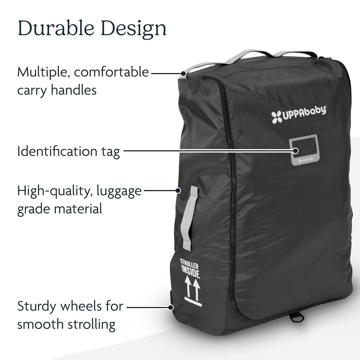 81CgHz1PuEL._SL1500_.jpg UPPAbaby Travel Bag for Vista and Cruz Strollers - Includes TravelSafe Program Coverage. Inner Wheel Bag and Storage Pocket - Smooth Wheels. Handles + Durable Design - Image 4
