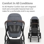 UPPAbaby Vista V3 Stroller - Full-Size Single-to-Double Stroller System - Toddler Seat. Bug Shield. Rain Shield. and Storage Bag Included - Julian (Dusty Blue Mélange/Carbon Frame/Chestnut Leather) - Image 4
