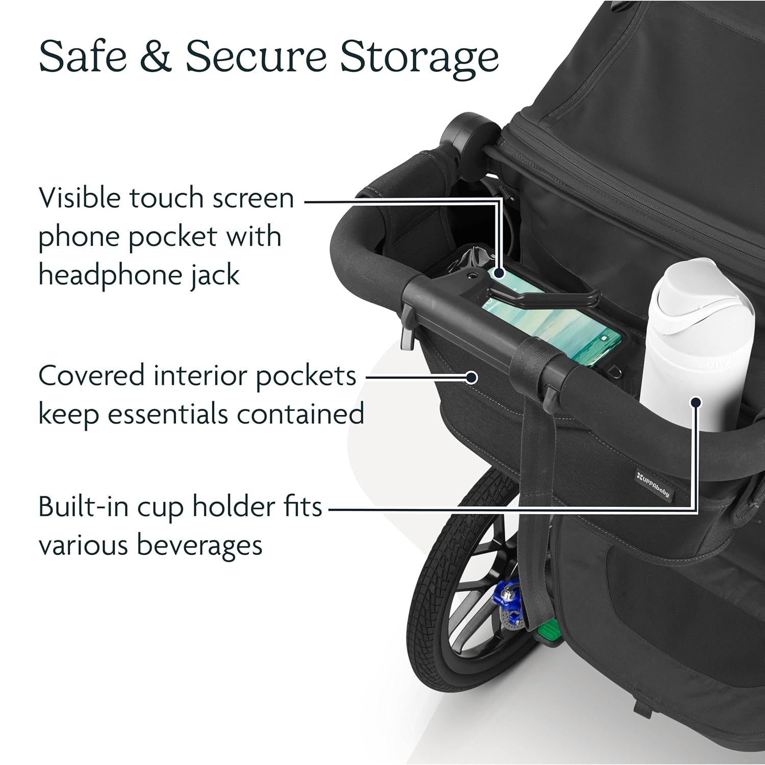 81KBGkXv5xL._SL1500_.jpg UPPAbaby Parent Console for Ridge Stroller/Secure Zippered Pocket + Beverage Compartments/Touch Screen Phone Pocket - Image 3