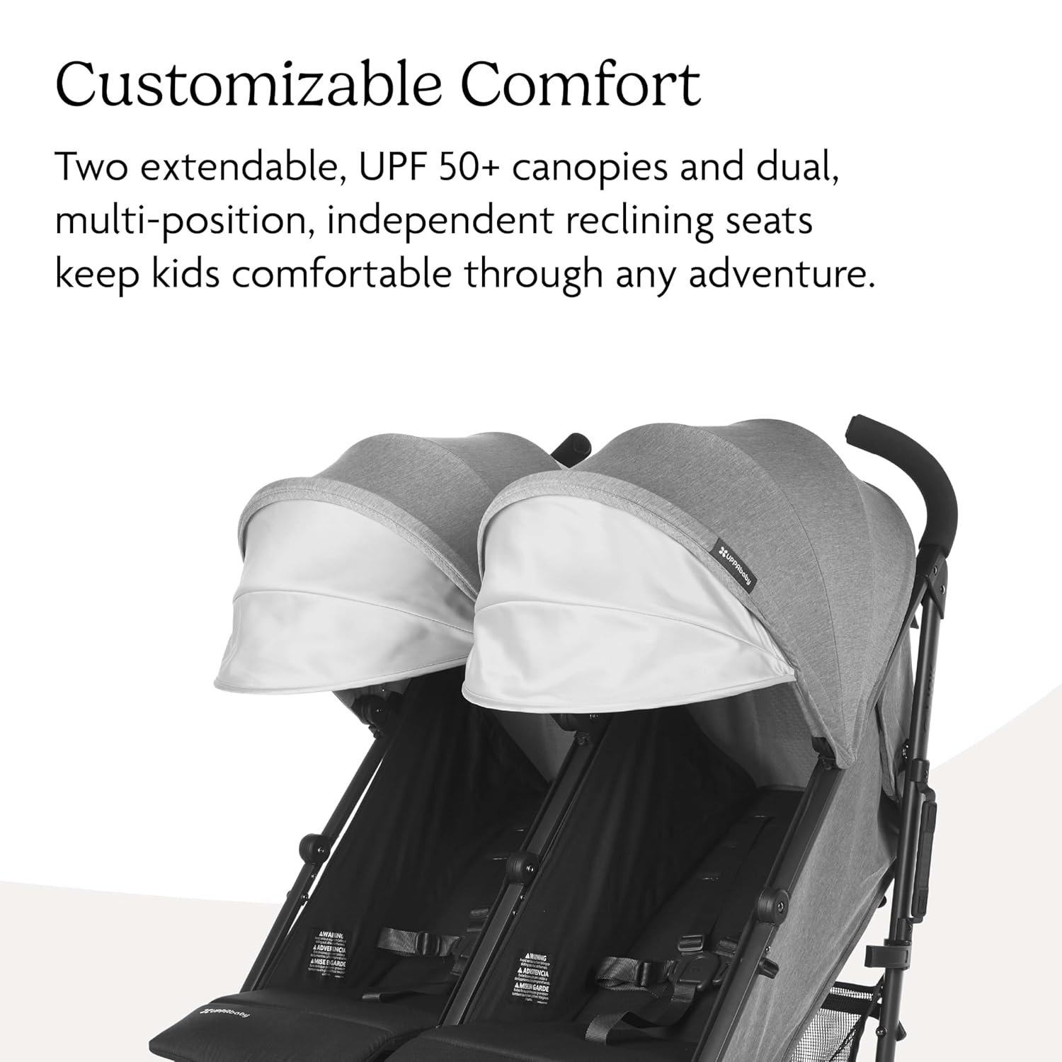 81L7Gz4qlqL._SL1500_.jpg UPPAbaby G-Luxe Umbrella Stroller/Lightweight Design for Easy Travel/One-Step Fold + Recline/XL Basket + Canopy/Cup Holder Included/Greyson (Charcoal Mélange/Carbon Frame) - Image 6