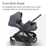 UPPAbaby Cruz V3 Stroller - from Birth + Car Seat Compatible - Full-Size. Reversible Seat - Infant Insert. Bug and Rain Shields Included - Julian (Dusty Blue Mélange/Carbon Frame/Chestnut Leather) - Image 4