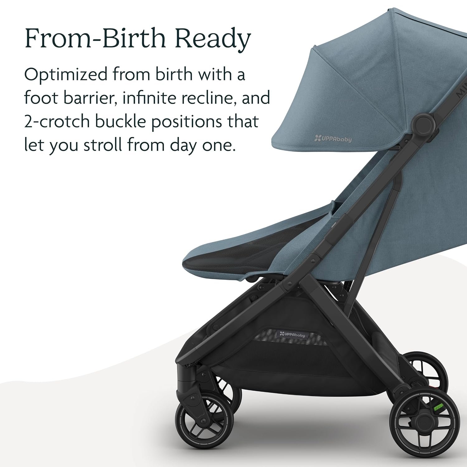 81RWd9X2qbL._SL1500_.jpg UPPAbaby Minu V3 Travel Stroller | Lightweight + Compact Design | One-Hand Fold + Unfold | from Birth + Overhead Compatible | Dillan (Stone Blue/Carbon Frame/Sand Leather) - Image 4