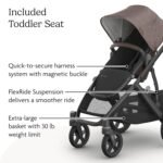 UPPAbaby Vista V3 Stroller - Full-Size Single-to-Double Stroller System - Toddler Seat. Bug Shield. Rain Shield. and Storage Bag Included - Owen (Mocha Mélange/Carbon Frame/Chestnut Leather) - Image 5