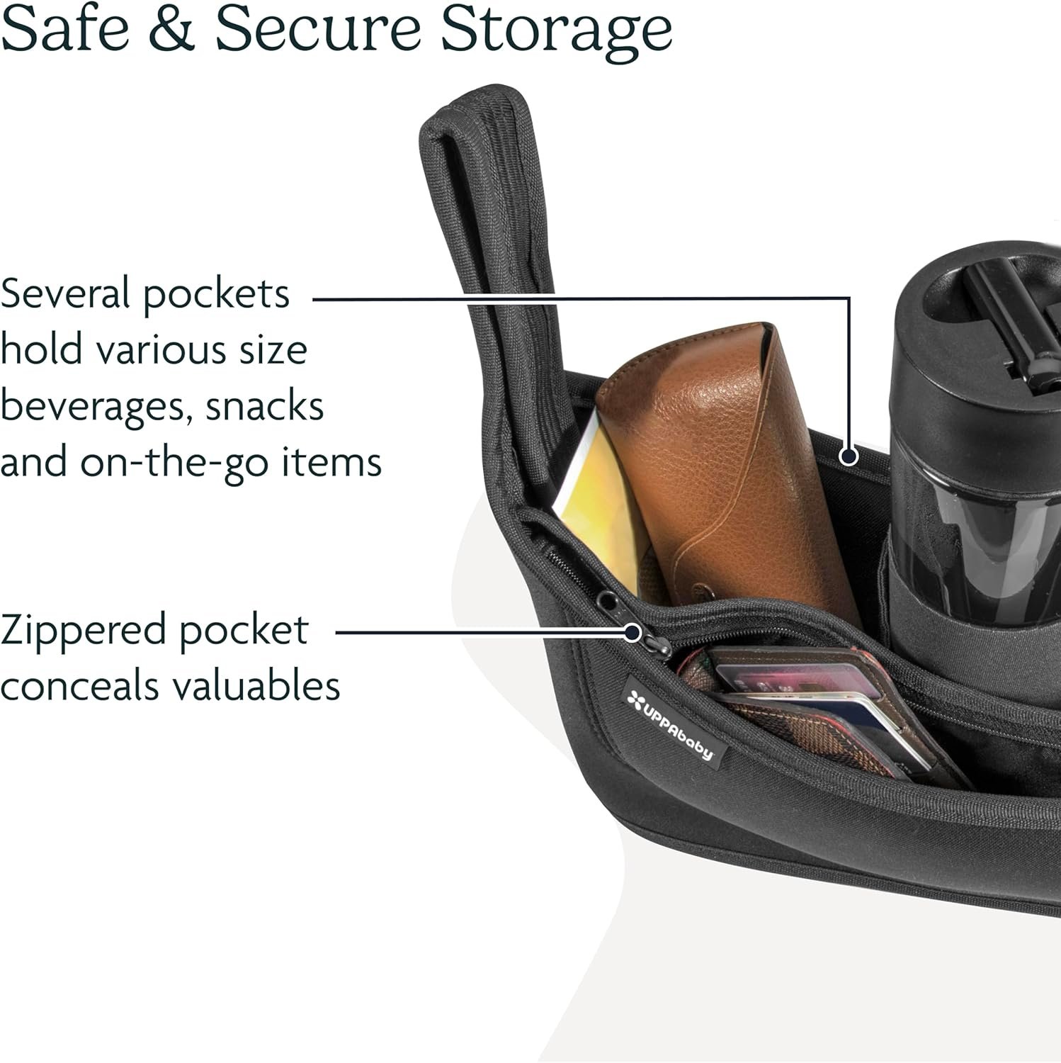 81Zz2EyrPWL._AC_SL1500_.jpg UPPAbaby Carry-All Parent Organizer / Fits on Vista. Cruz. Minu. Minu Duo. G-Series Strollers / Secure Zippered Pocket + Beverage Compartments - Image 3