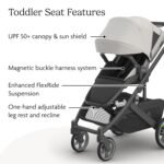 UPPAbaby Cruz V3 Stroller - from Birth + Car Seat Compatible - Full-Size. Reversible Seat - Infant Insert. Bug and Rain Shields Included - Savannah (Pearl Gray Jacquard/Carbon Frame/Chestnut Leather) - Image 5