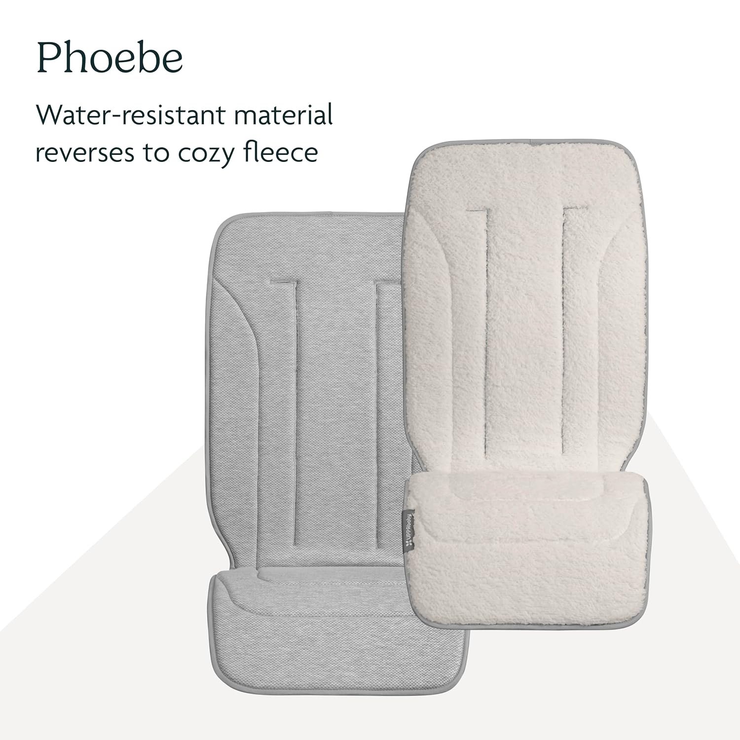 81jl10R4IL._SL1500_.jpg UPPAbaby Reversible Seat Liner/Water-Resistant and Comfortable/Easy Stroller Attachment/Phoebe (Breathable Light Grey/Cozy Fleece) - Image 4